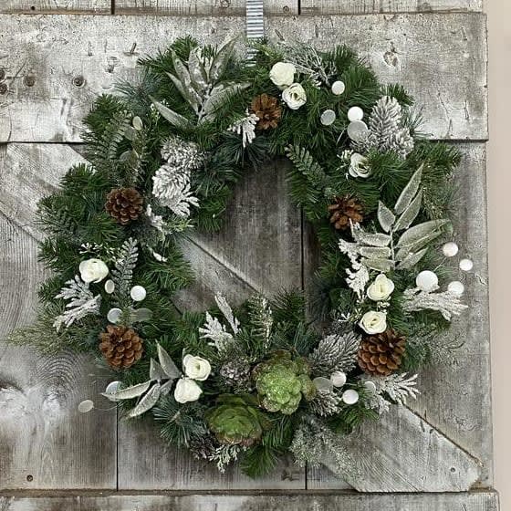 Sparkling Succulent Winter Silk (Artificial) Wreath