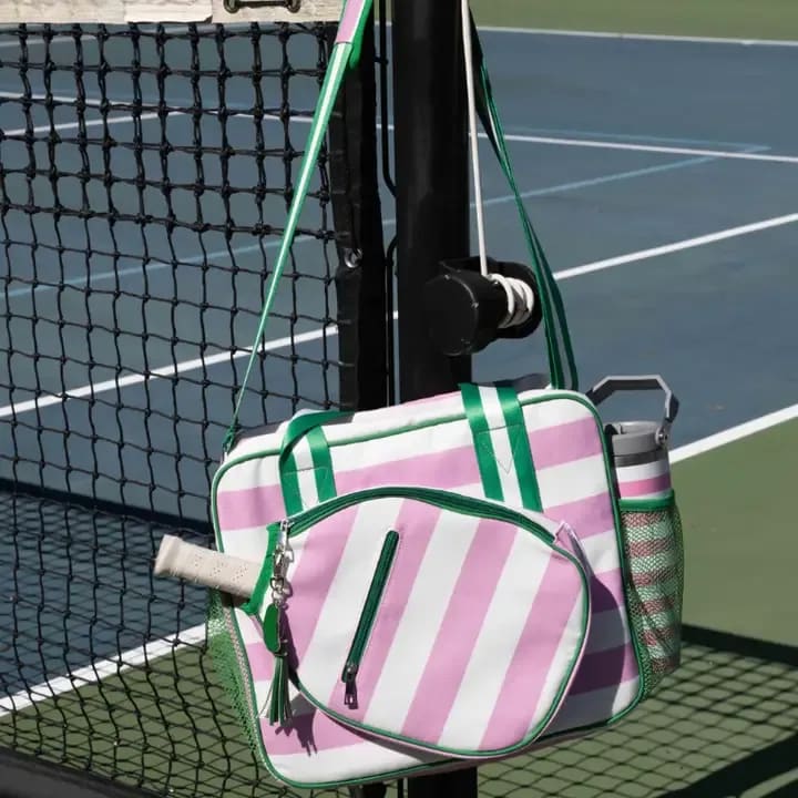 Stripped Pink Pickleball Tote