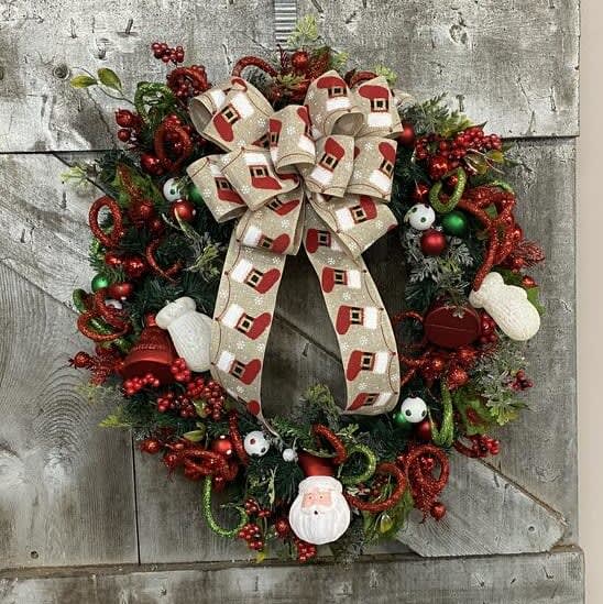 Here Comes Santa Claus Silk (Artificial) Wreath