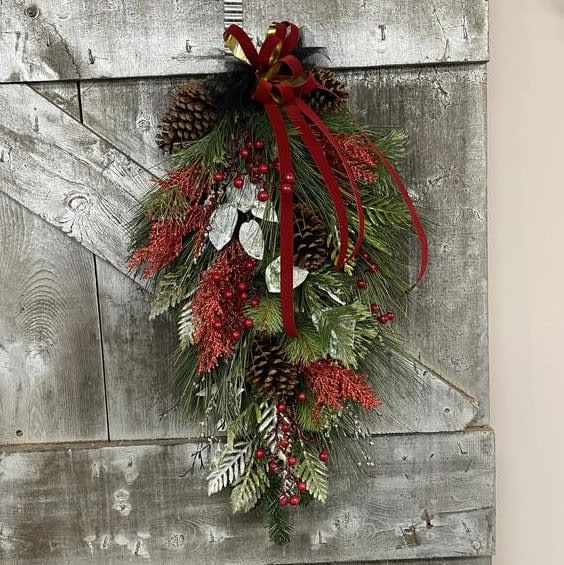 Crimson Holiday Silk (Artificial) Swag Flower Bouquet