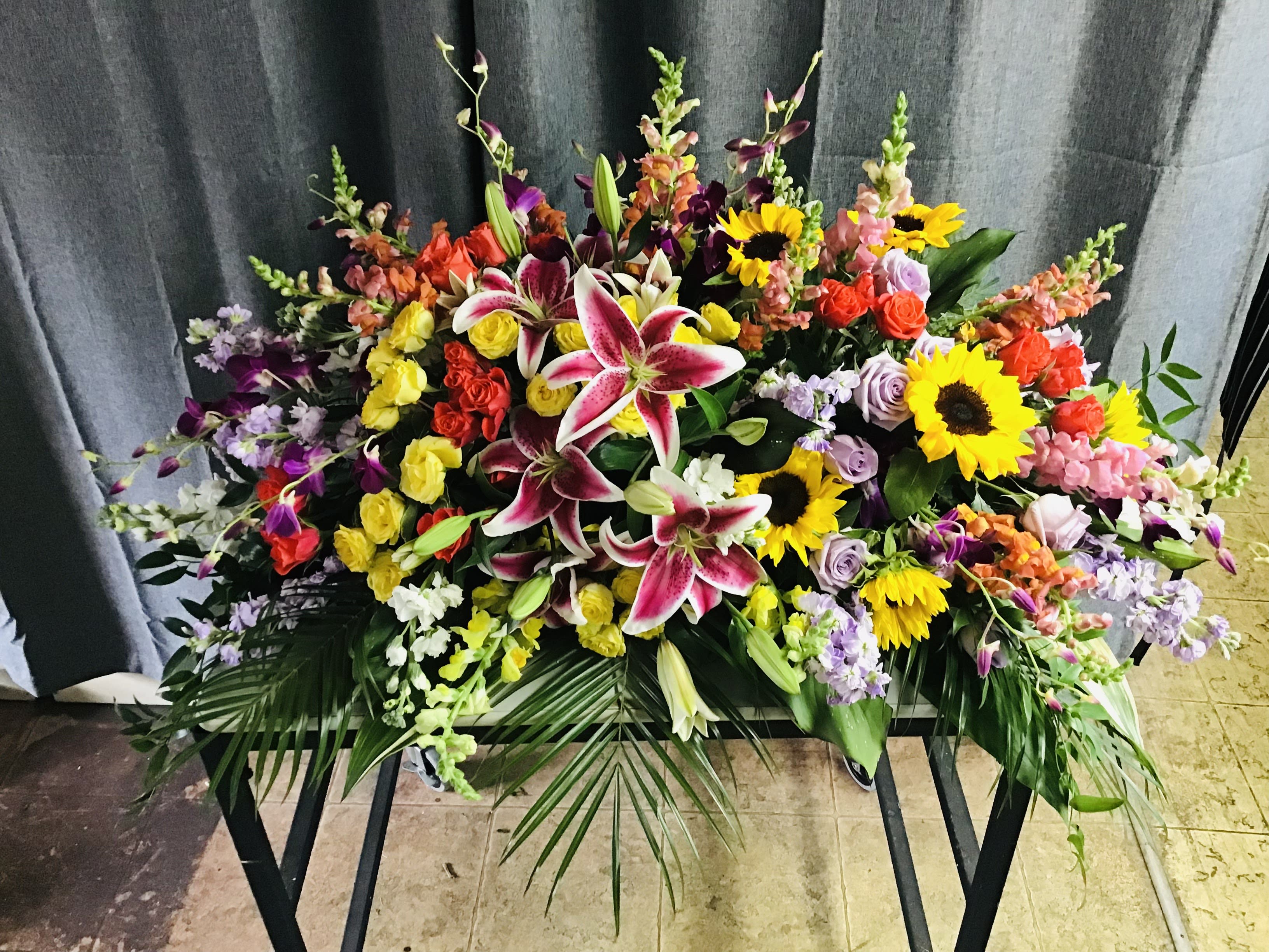 Celebration Of Life Casket Spray Flower Bouquet