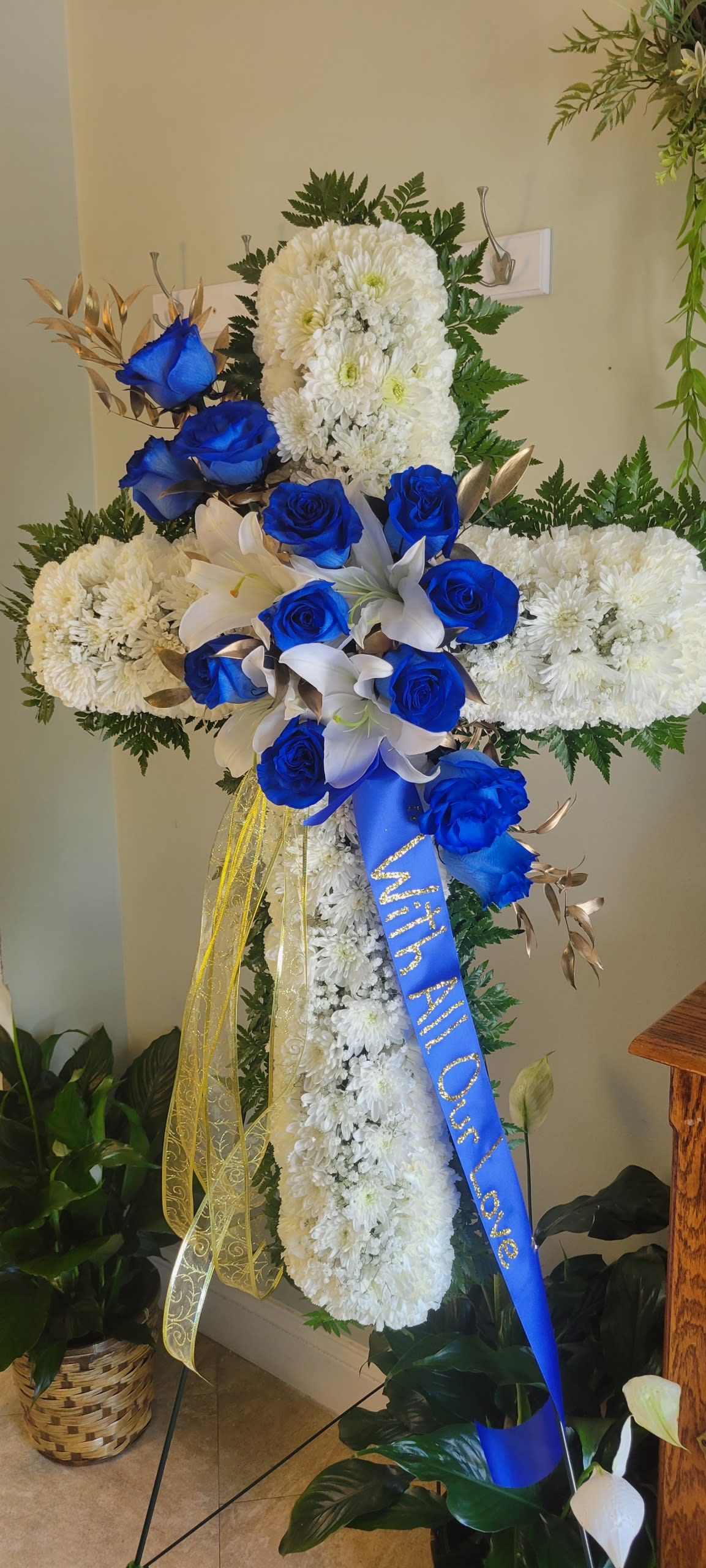 Blue and White Cross