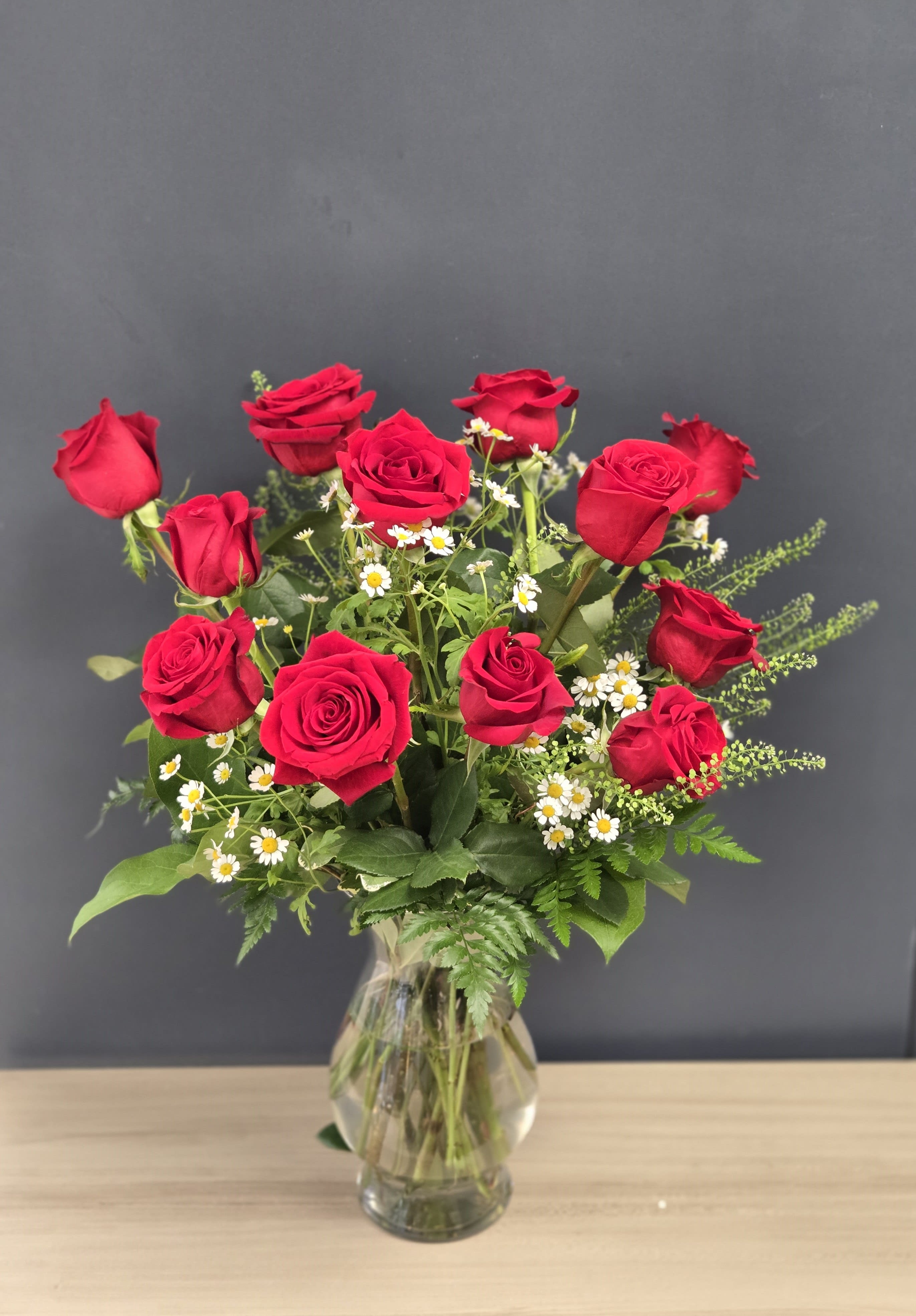 Roses Red Dozen Vased