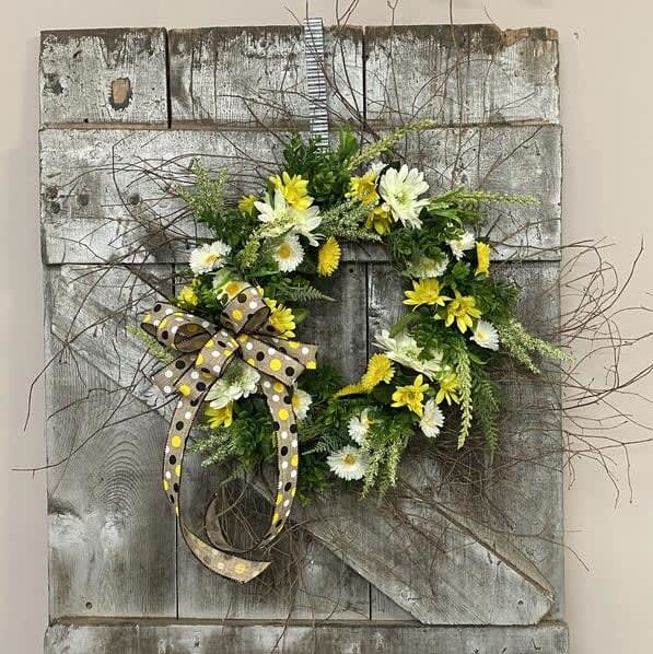 Dots and Daisies Silk (Artificial) Wreath