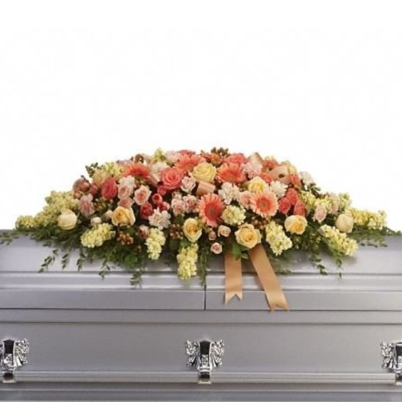 Mixed Orange & Yellow Casket Spray Flower Bouquet
