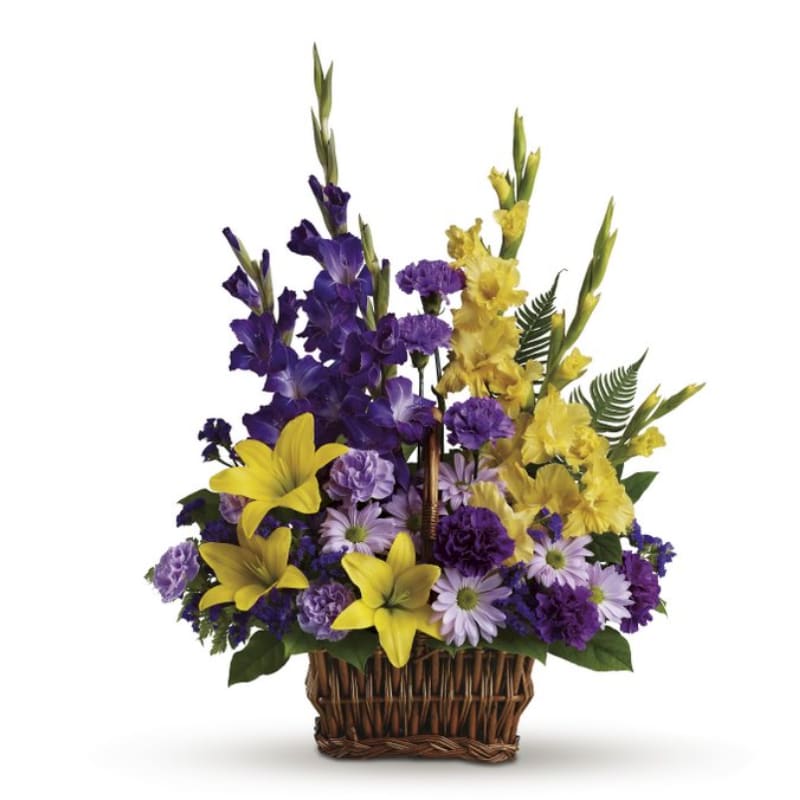 Purple & Yellow Basket Arrangement