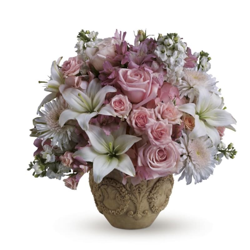 Pink & White Vased Arrangement