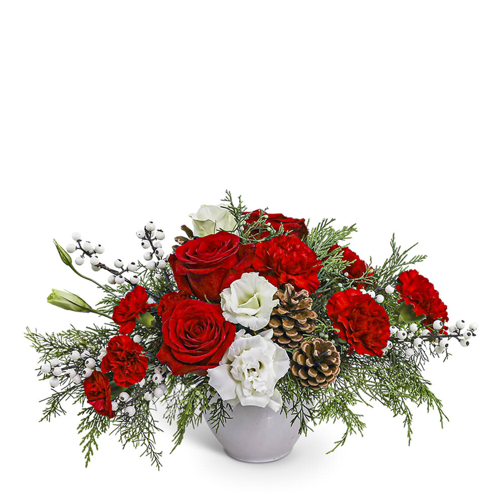 Snowberry Holiday Centerpiece Flower Bouquet