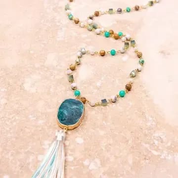 Date Night Fringe Layering Beaded Pendant Necklace