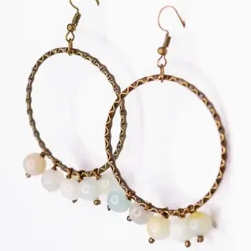 Looped Amazonite Hoop Beaded Earrings