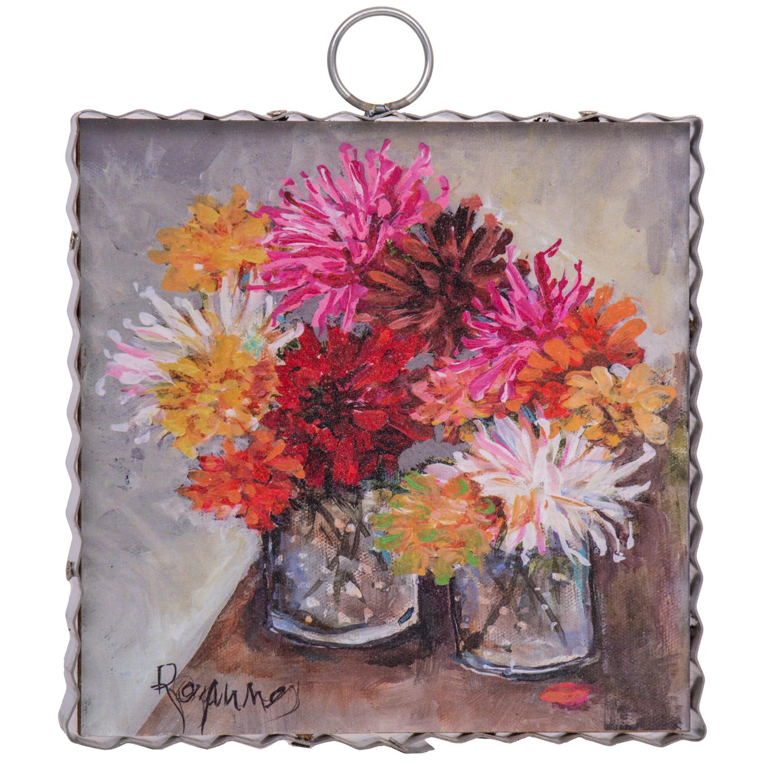 Mini Gallery Jars of Zinnias