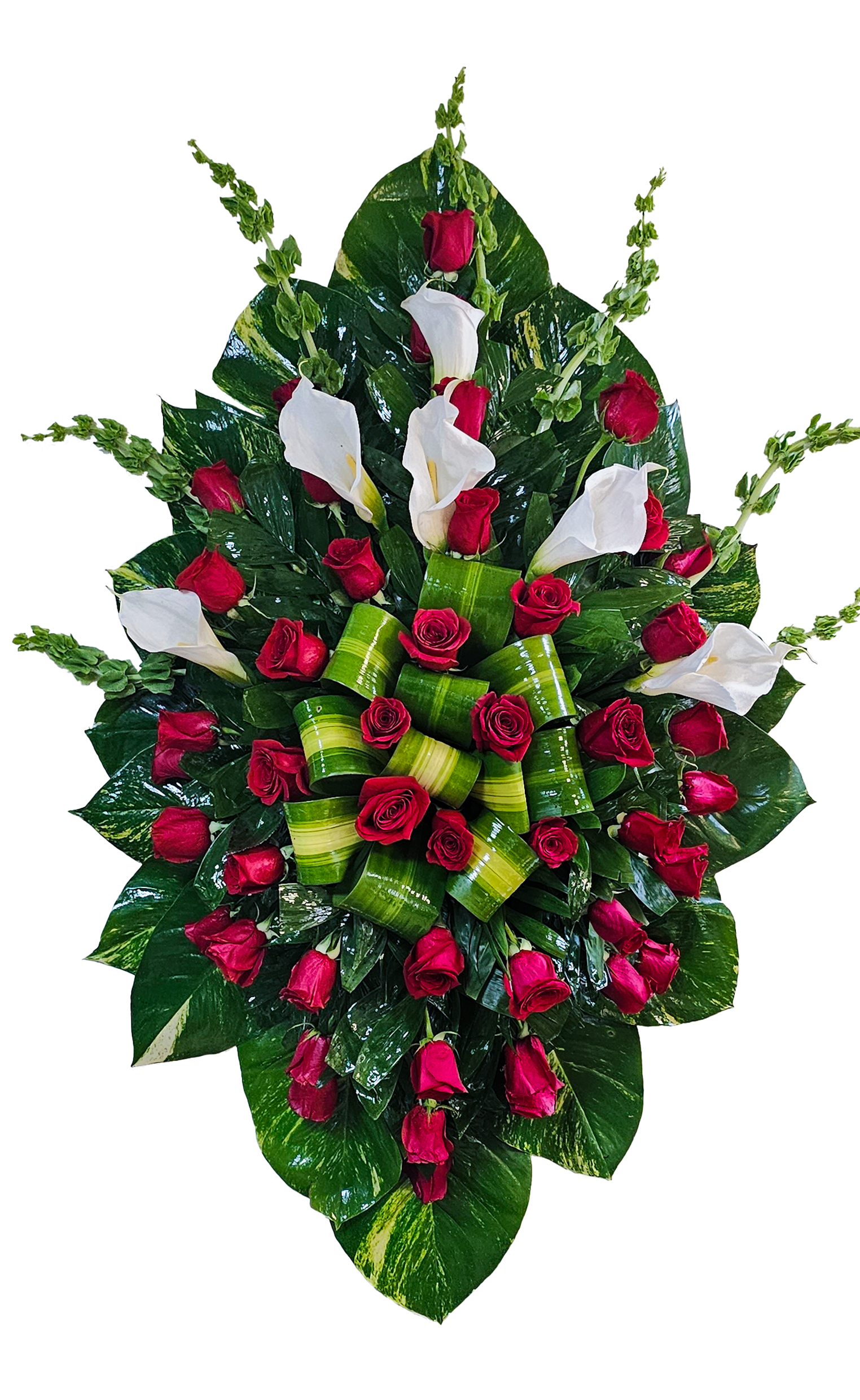 C-18 Corona de rosas, lirios cala y campana de irlanda