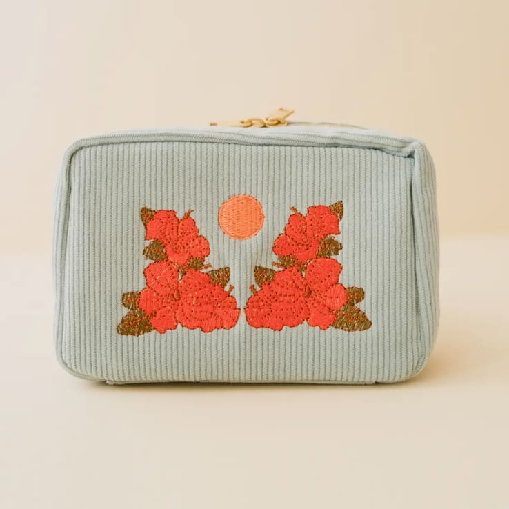 Corduroy Makeup Bag in Sky Blue