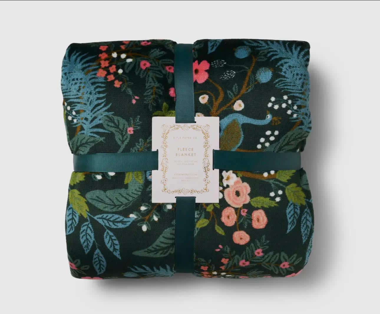 Rifle Fleece Blanket- Peacock Flower Bouquet
