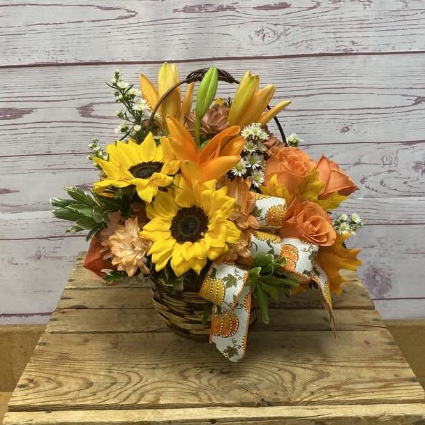 Happy Harvest Basket Flower Bouquet