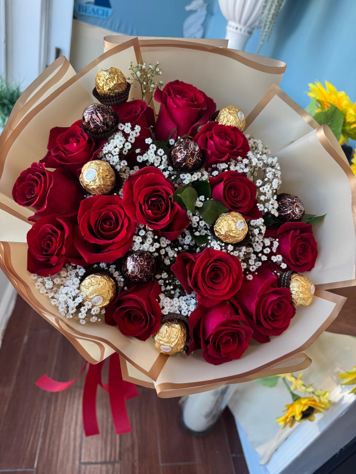 Ferrero and Rose Bliss Flower Bouquet