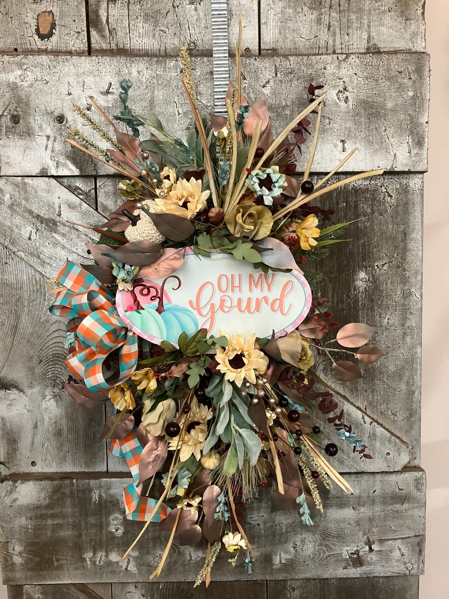 Aqua Autumn Wall Swag (Artificial)