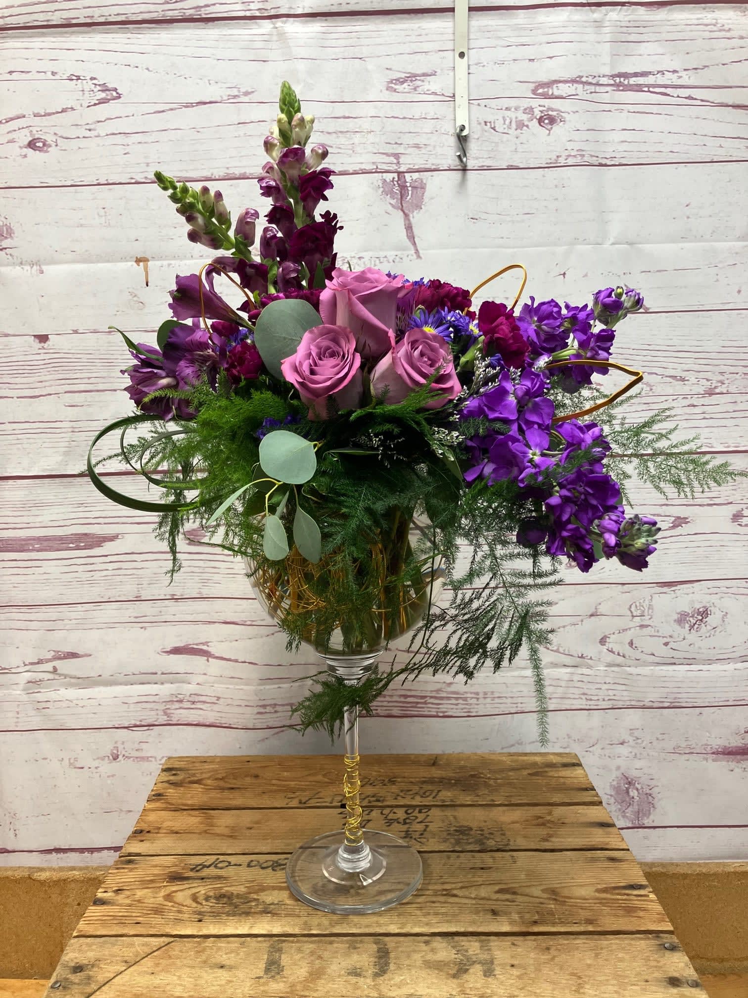 Purple Reign Goblet Vase Flower Bouquet