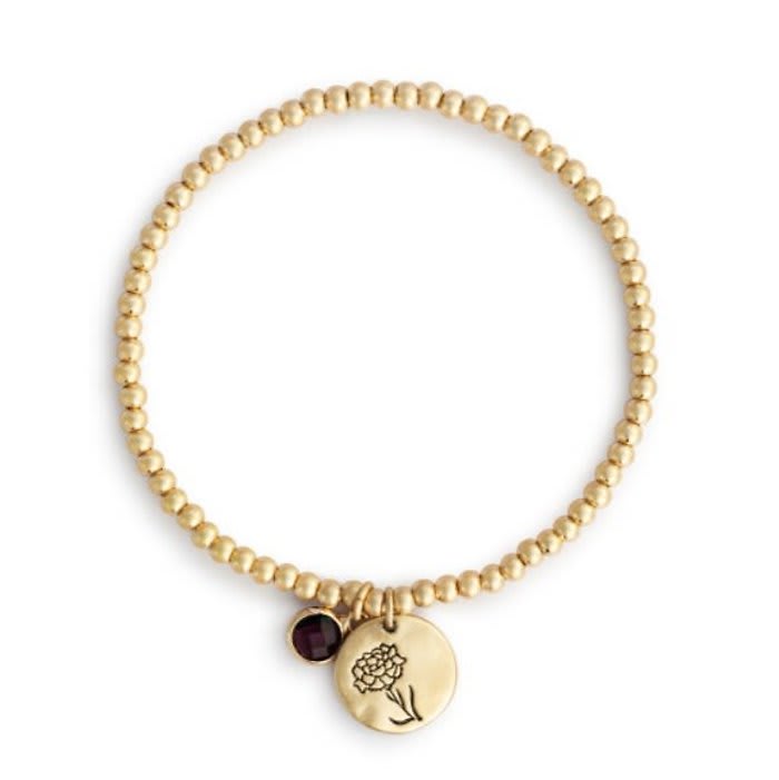 January Birthstone Flower Charm Bracelet
