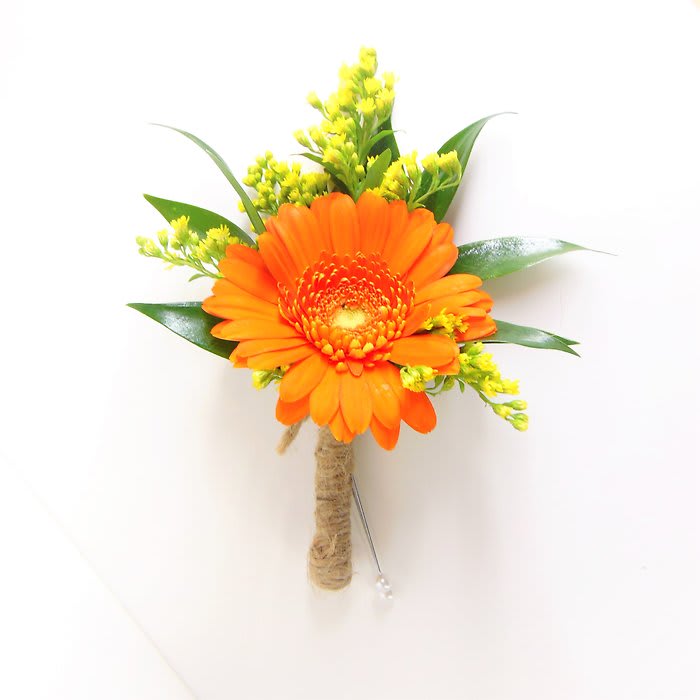 Orange Mini Gerbera Boutonniere Flower Bouquet