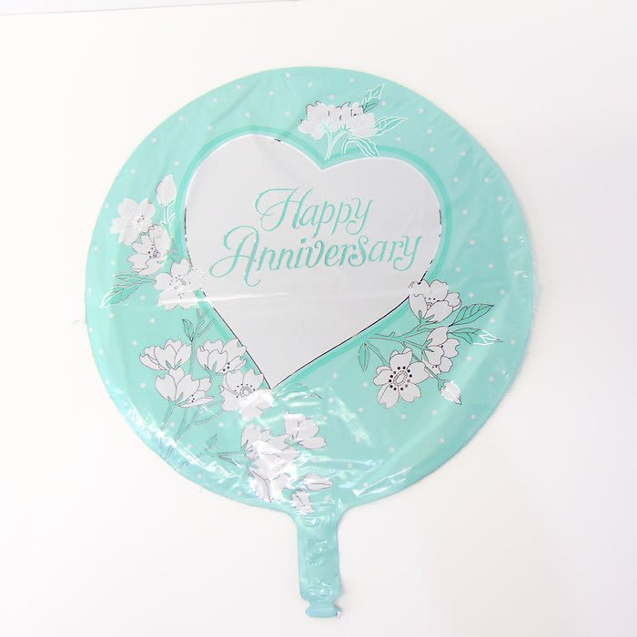 Happy Anniversary Aqua & White Mylar Balloon
