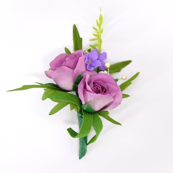 Boutonniere-Lavender Sweetheart Roses & Blooms-Bling