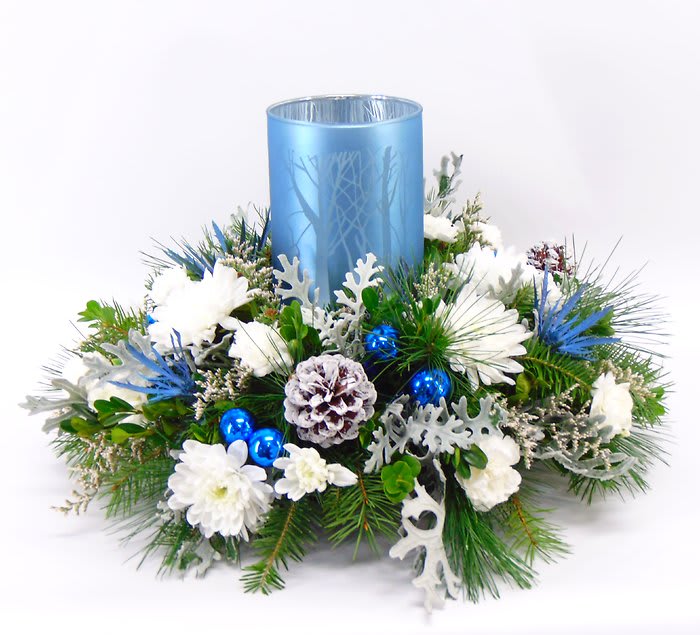 Blissful Blue Centerpiece Flower Bouquet