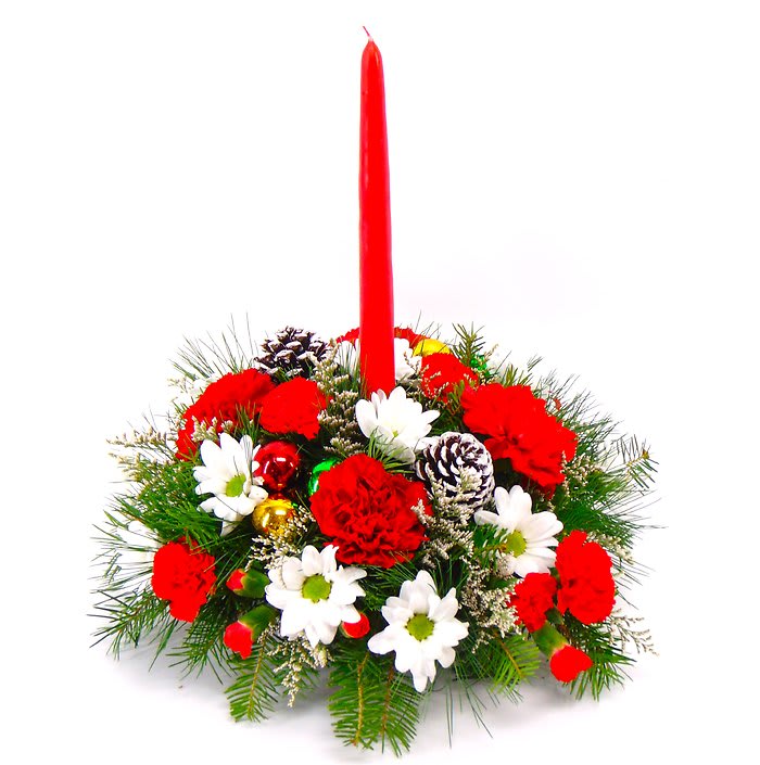 Cozy Candlelit Centerpiece Flower Bouquet