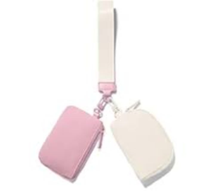 Dual Pink/Ivory Purse Key Chain Flower Bouquet