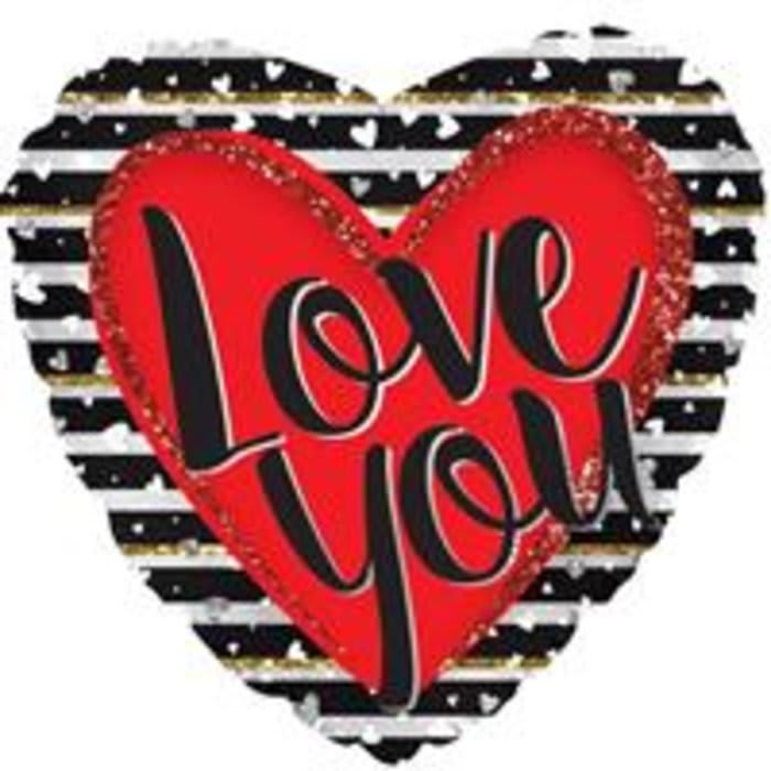 Love Ya Black Stripes Mylar Balloon