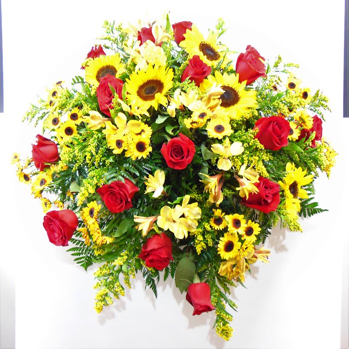 Sunflower Fields Casket Spray Flower Bouquet