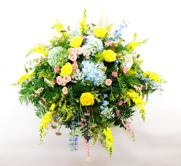 Pastel Perfection Casket Spray Flower Bouquet