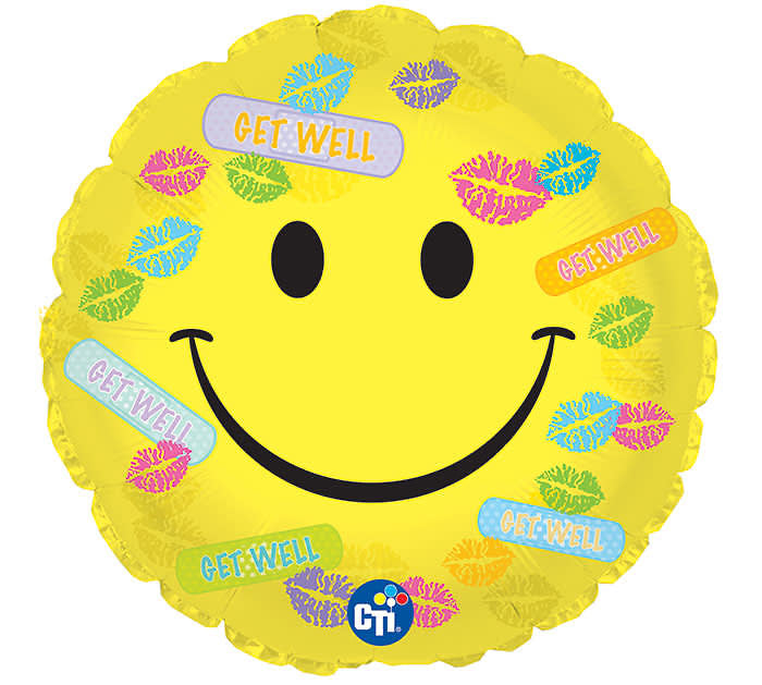 Get Well Soon Smile Face Mylar Balloon