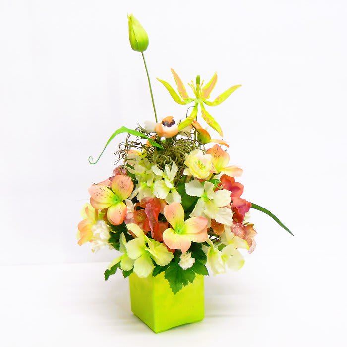 Perfectly Peachy Green Silk Design