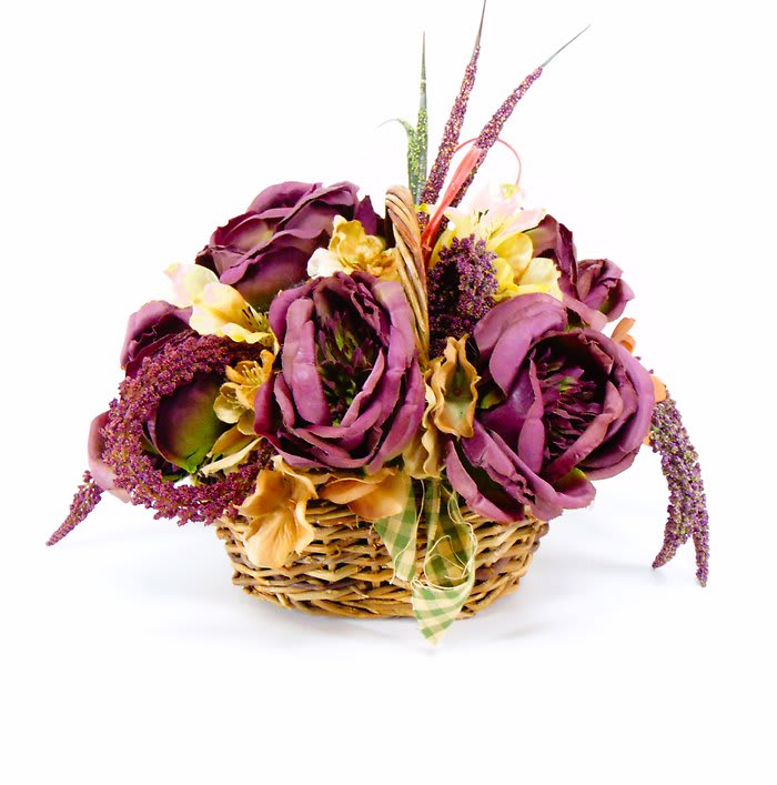 Purple Garden Rose Silk Basket
