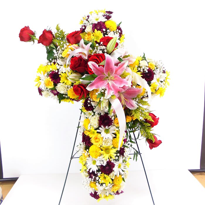 Light the Path Tribute Cross Flower Bouquet