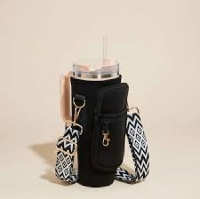 Black Crossbody Tumbler Bag/Purse with Strap