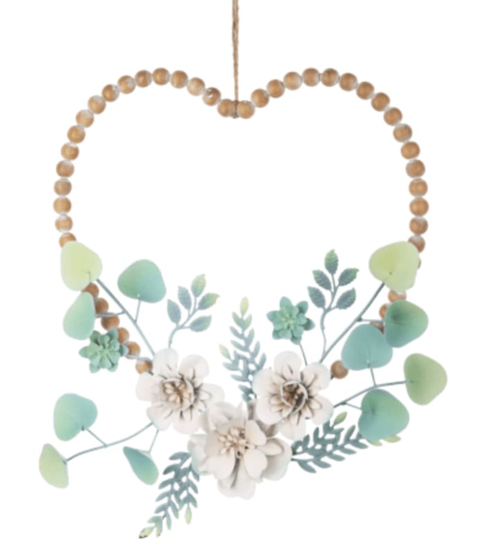 Beaded Heart with Layered Flowers Wall Decor