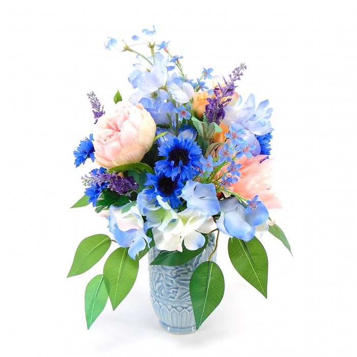 Blue Blossom Vase Silk Design