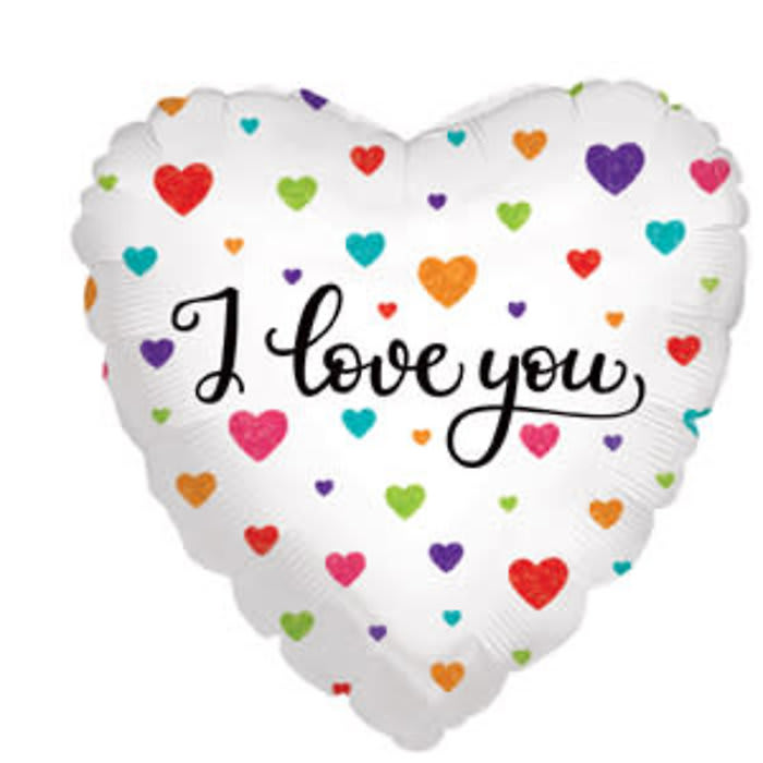 I Love You Colorful Heart Mylar Balloon