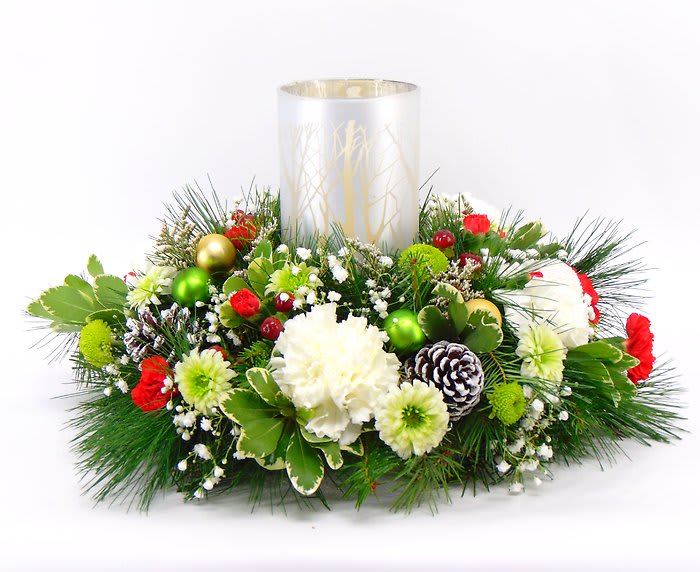 Festive Frost Centerpiece Flower Bouquet