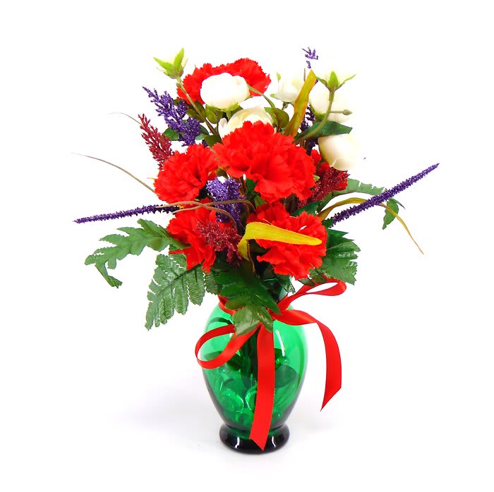 Crimson Mini Silk Design Flower Bouquet