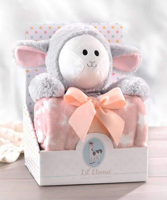 Lil'Lamb w/ Taupe Blanket Gift Set. Flower Bouquet