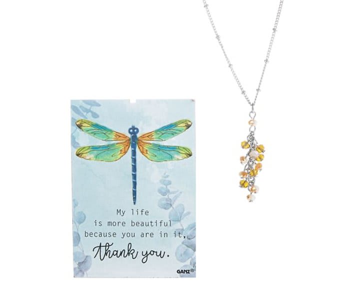 Necklace-Thank-you Dragonfly Flower Bouquet