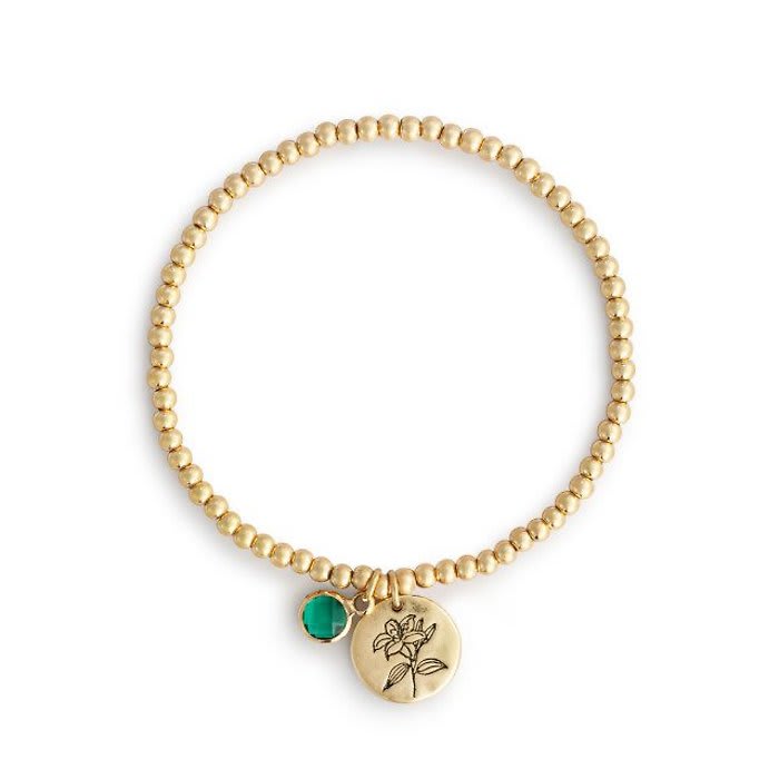 May Birthstone Flower Charm Bracelet