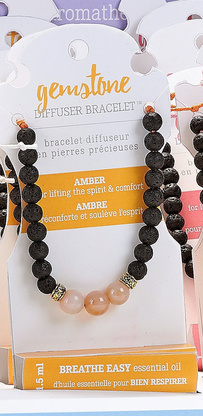 Amber & Lava Bead Breath Easy Esssential Oil Bracelet