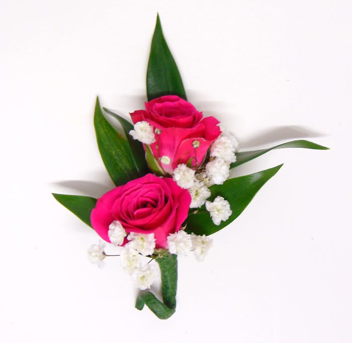 Double Hot Pink Spray Rose Boutonniere Flower Bouquet