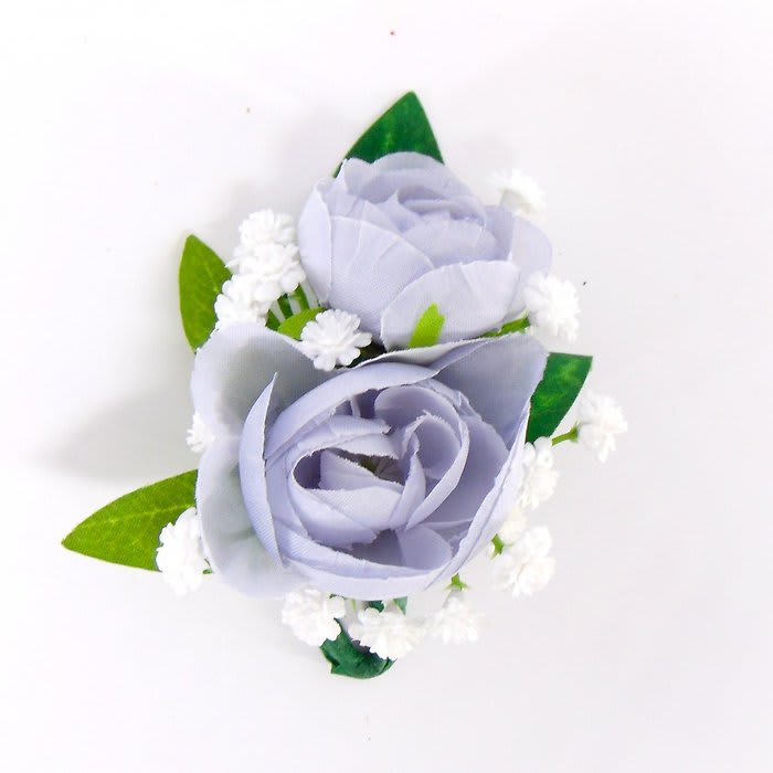Boutonniere-2 Dusty Blue Ranunuclus-BB-Green Flower Bouquet