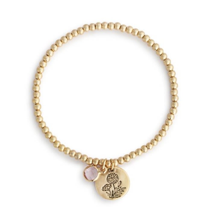 October Flower Birthstone Charm Bracelet