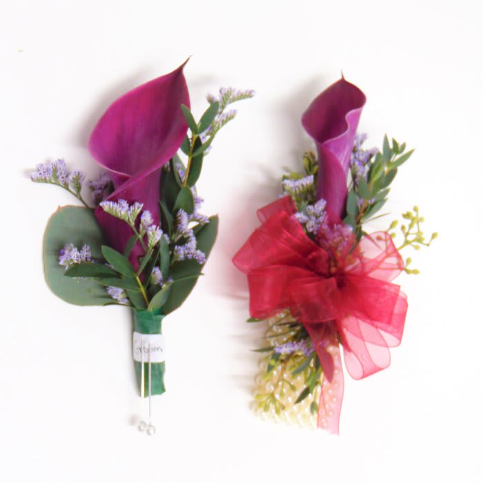 Burgundy Calla Lily Pair Flower Bouquet
